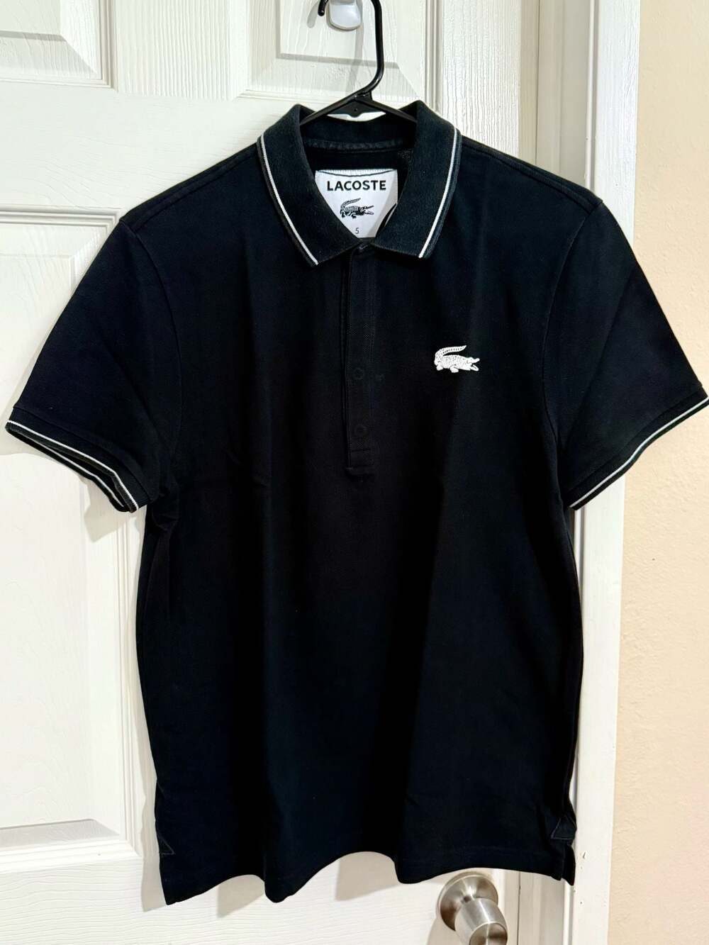 Lacoste Black Regular Fit M Polo Shirt Excellent PreOwned